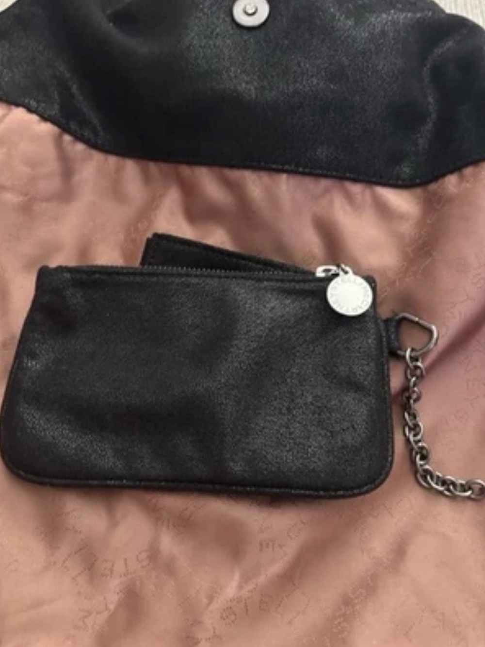 SOLD-Stella McCartney Falabella Tote Large Black Shaggy Deer Chain Trim Bag - Picture 5 of 10